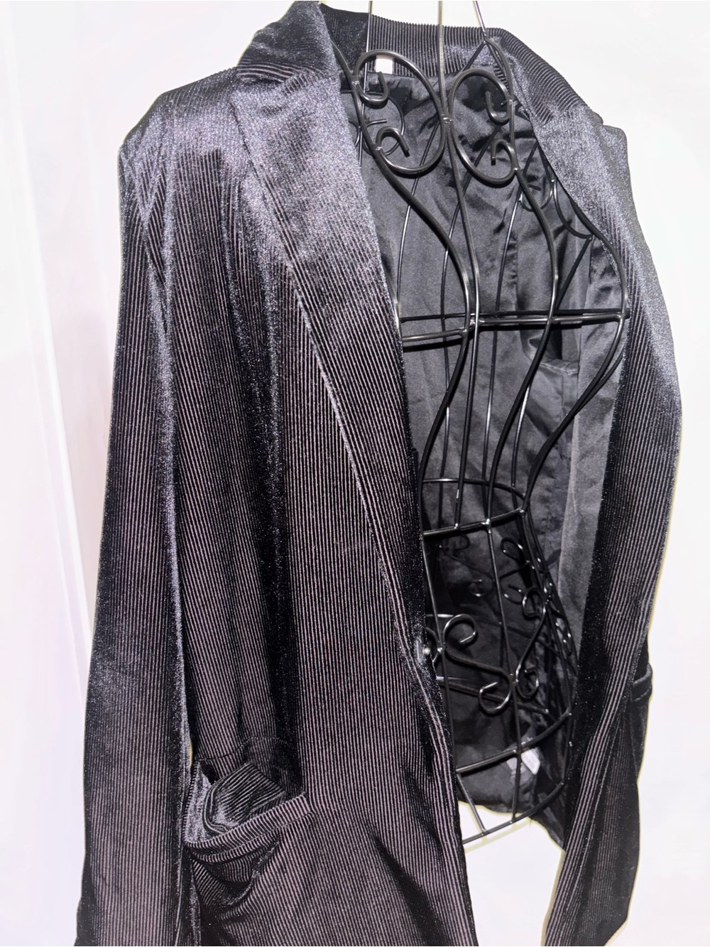 Women's Black Velvet Blazer Jacket